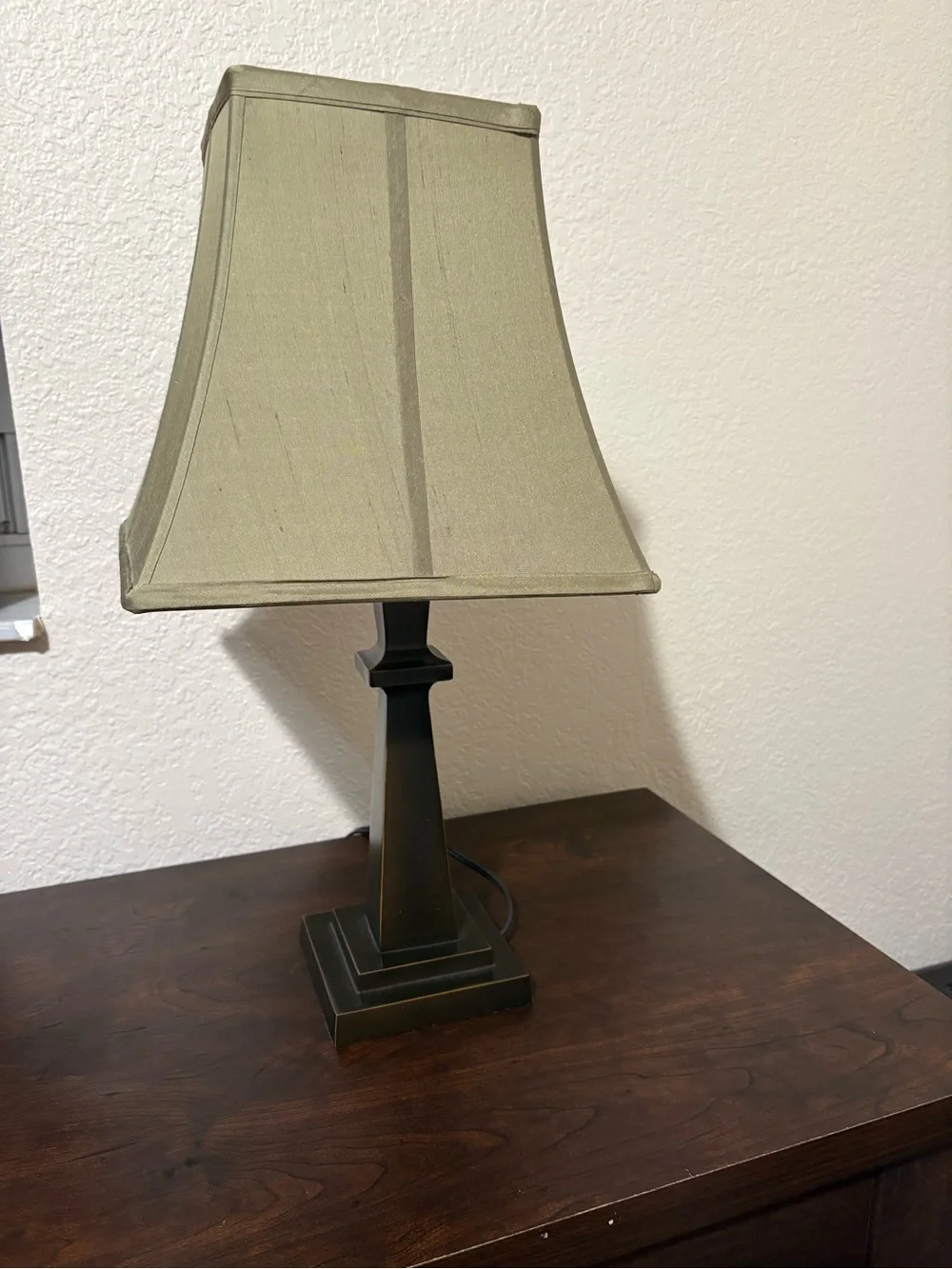 Classic Olive Green Table Lamp with Black Base. Set of 2